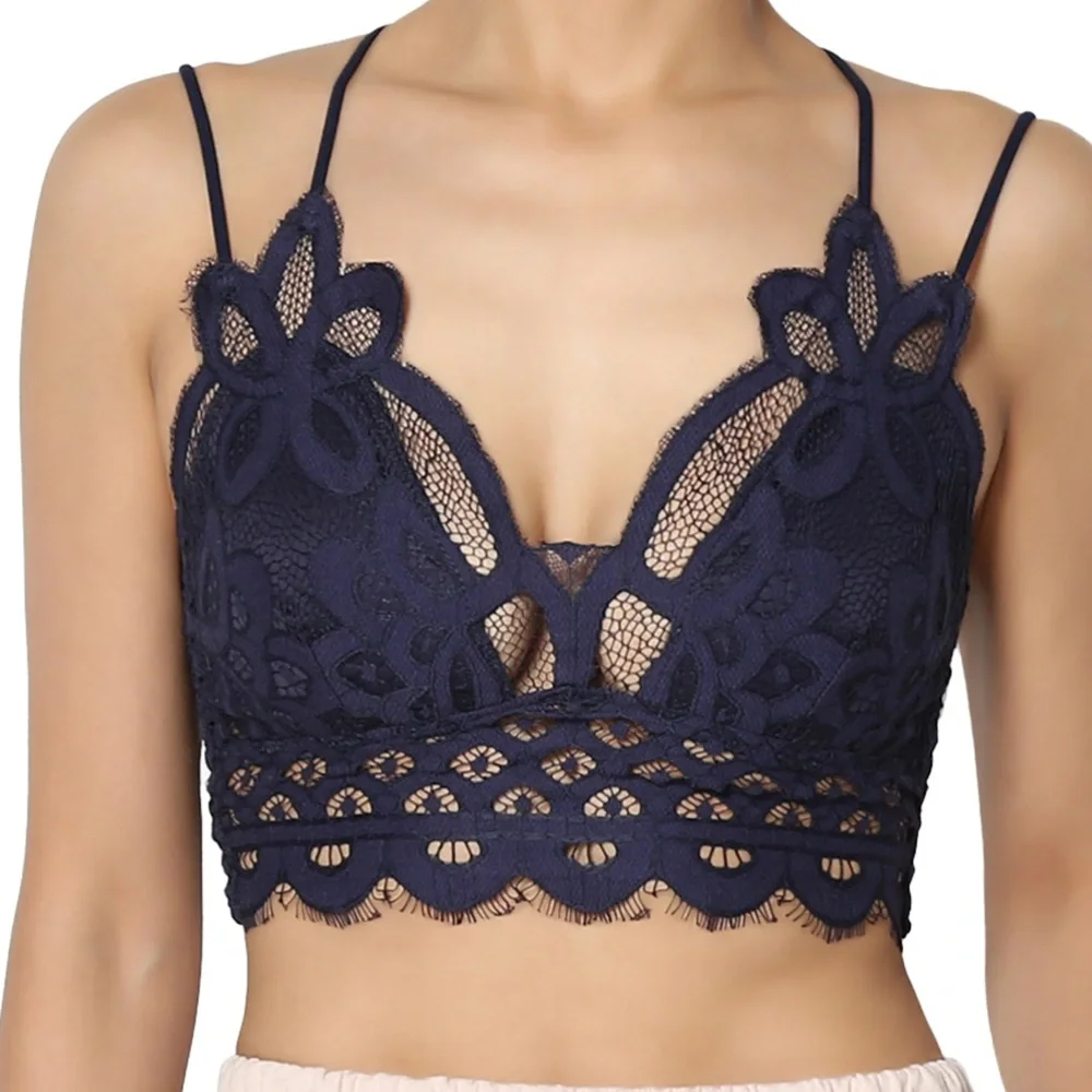 Free People Adella Bralette In Navy - Picture 1 of 12